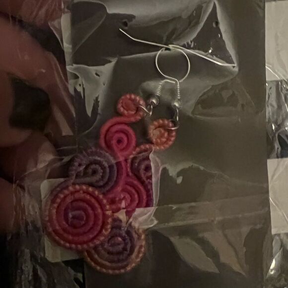Pink/Purple Drop Earrings - Picture 2 of 3